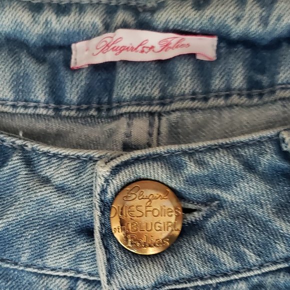 BLUMARINE BLUGIRL FOLLIES Distressed Designer Denim Jeans Sz 30 Light Blue New - Picture 8 of 15